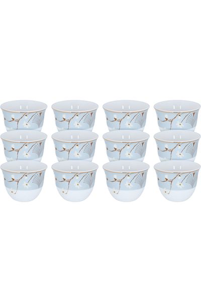 Alsaif Gallery Arabic Coffee Cup Set Porcelain Alsaif Gallery, 65 ml, 12 Pieces - White