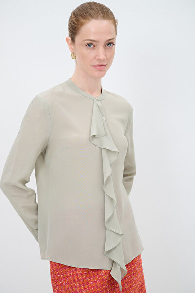 adL Volanlı İpek Gömlek