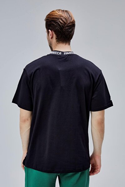 Starter SANDERS Чорна футболка з коміром-стійкою та еластичним коміром Oversize для чоловіків