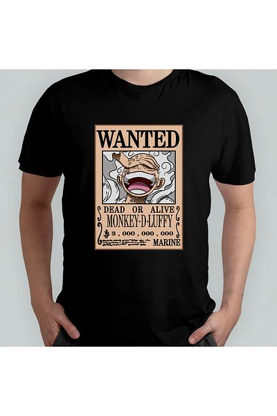 Pixxa One Piece Luffy Gear 5 Wanted Unisex 100% Cotton Crew Neck T-Shirt