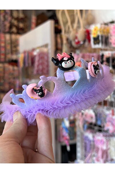 Chocuk Simli Kuromi Figürlü Mor Renk Prenses Taç