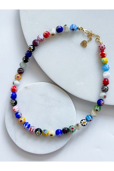 CHARMLUCKY Murano Glass Flower Necklace