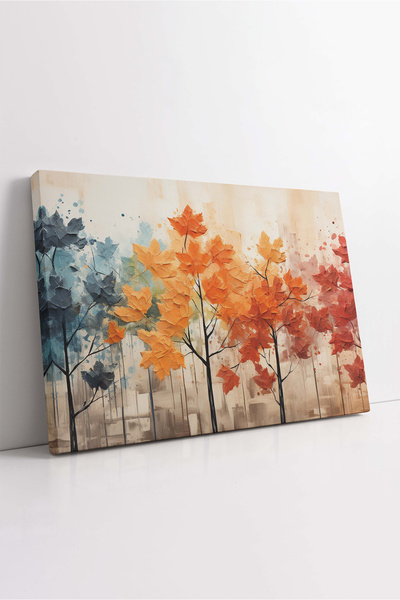 KOSS Dijital Tablou de pânză de toamnă și pădure, pânză cu copaci galbeni, pi...