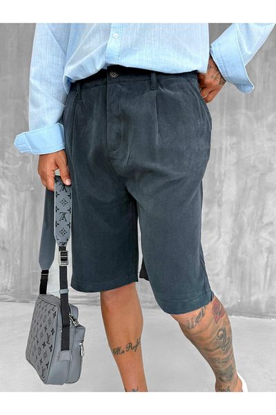 ablukaonline Men's Baggy Cut Lyocell Fabric Shorts Black