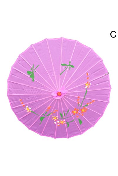 Choice purple Vintage Chinese Silk Oil Paper Umbrella Red Flower Oil Paper Umbrella Bamboo Handle Wedding D