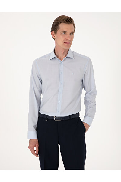 Pierre Cardin Light Blue Slim Fit 100% Wool Long Sleeve Shirt 50307300-Vr003