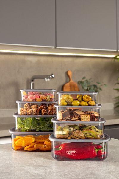UnicUtil Set of 8 plastic casseroles, UnicUtil, Elegant Sturdy, Anthracite