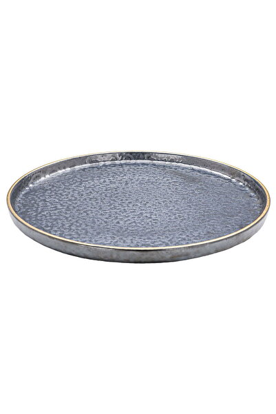 Generic Al Saif Gallery porcelain serving plate, 23 cm, round, flat - black