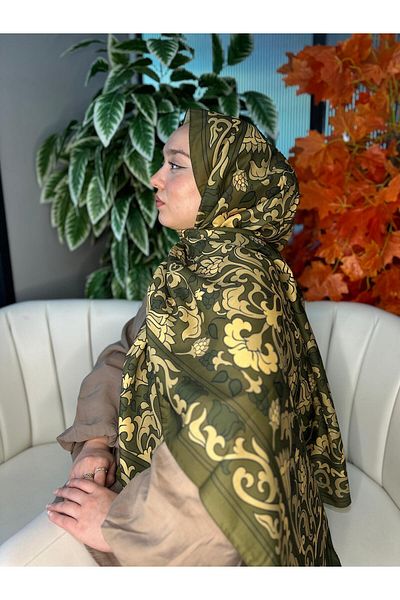 Oxygen Scarfs Lily Pattern Cotton Silk Shawl-10008