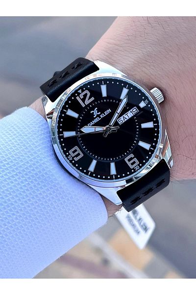 Daniel Klein Leather Cord 3 Atm Water Resistant Men's Wrist Watch for Engagement and Groom Edk.13668-2