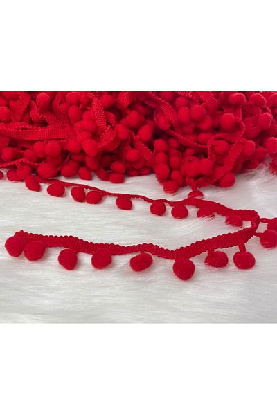 BİGÜMEX Red Stripe Pompom 1 Mt