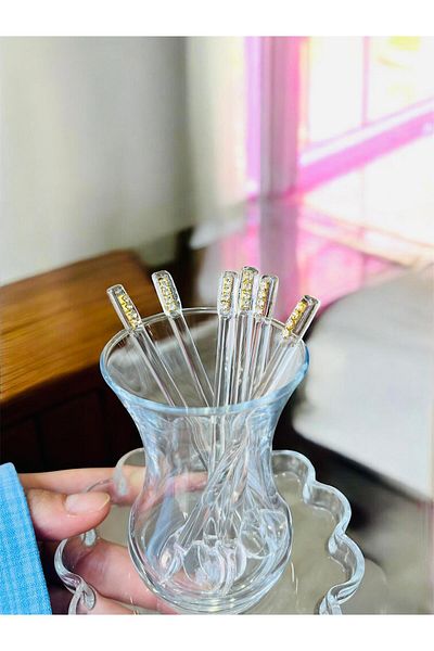 Arsglass Starred Shiny Glittering Glass Tea Spoon Set of 6