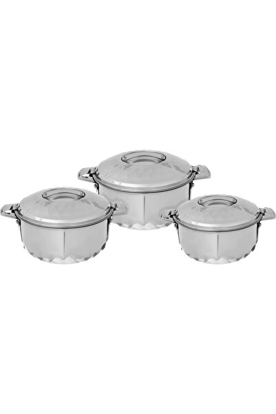 Generic Al Saif Gallery steel food container set, 1 + 1.5 + 2.5 litres, 3 pie...
