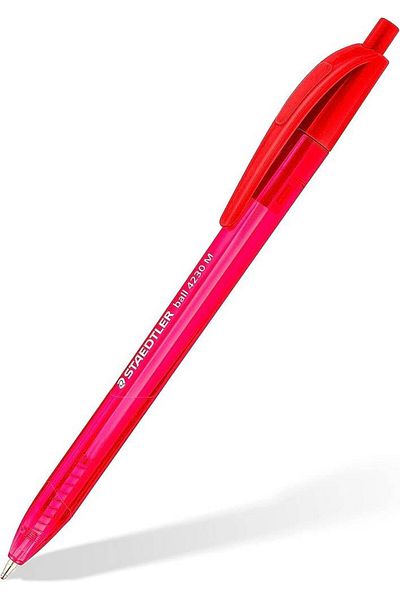 Staedtler Set of 10 ballpoint pens, retractable, Staedtler 4230 M Red