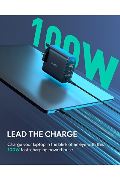 AUKEY Omnia II 100W PD & Super Fast Wall Charger with GaN Power Technology PA-B7S Black