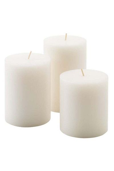 Generic Set of 3 Scented Candle Blocks White 14 x 13 x 11 cm