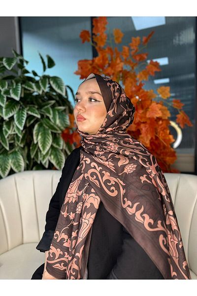 Oxygen Scarfs Lily Pattern Cotton Silk Shawl-10008
