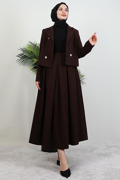 GİYZAMİLA Selen Skirt Suit Bitter Brown