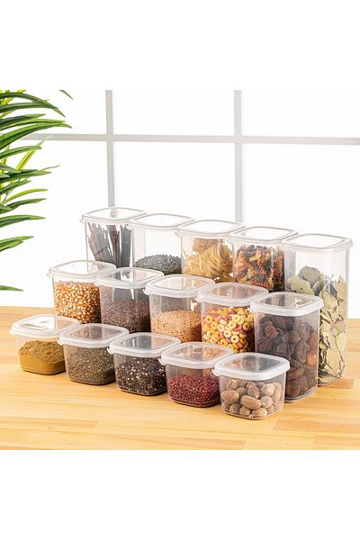 UnicUtil Set of 15 food containers, UniqueUtil, Premium Spacious, White