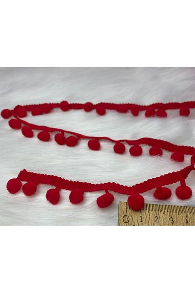 BİGÜMEX Red Stripe Pompom 1 Mt