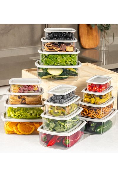 UnicUtil Set of 16 plastic casseroles, UnicUtil, Spacious Premium, Grey