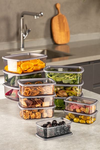 UnicUtil Set of 12 plastic casseroles, UnicUtil, Stylish Durable, Anthracite