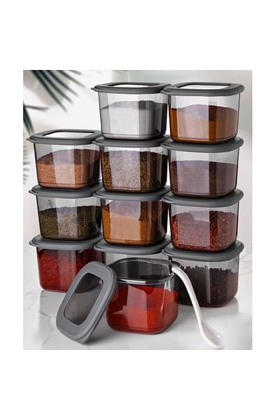 UnicUtil Set of 12 spice containers, UnicUtil, Elegant Compact, Anthracite