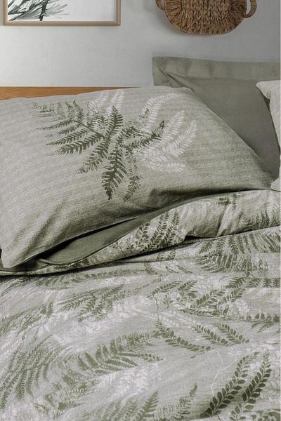 Cotton Box Double Single Duvet Cover Frond Khaki