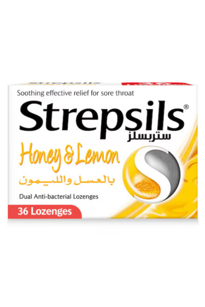 STREPSİLS معينات ستربسلز بالعسل والليمون - 36 قرصًا