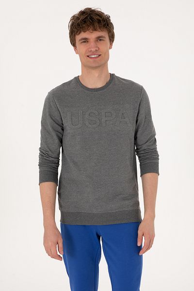 U.S. Polo Assn. Мъжки антрацитен меланжов базов суитшърт 50289058-VR081