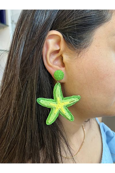PONÇİK ACCESSORİES Starfish Paper String Woven Large Earrings-Wicker Earrings