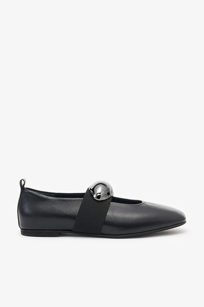 Louis Cardy Balerini de damă din piele naturală Nile Black Silver