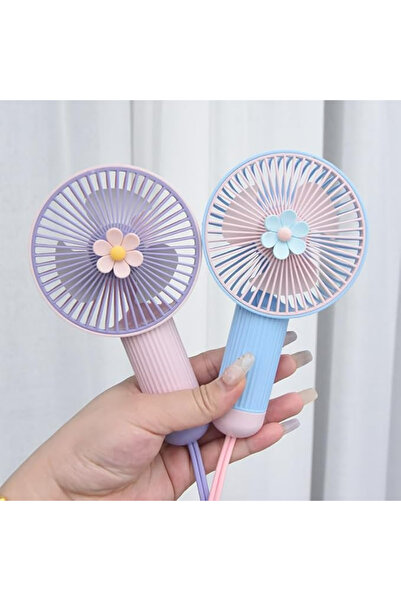 Ozmik Çiçekli Küçük Fan Mini USB Şarjlı Telefon Askısı ile