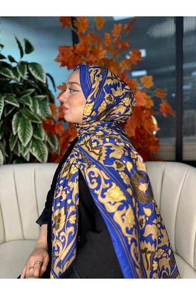 Oxygen Scarfs Lily Pattern Cotton Silk Shawl-10008
