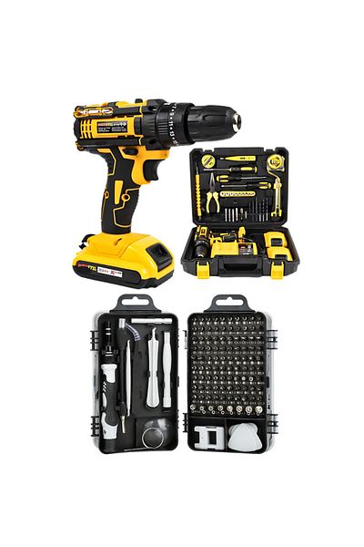 Generic Hammer Drill Set with 30 Accessories Box and APF® Screwdriver Kit - Complete Kit