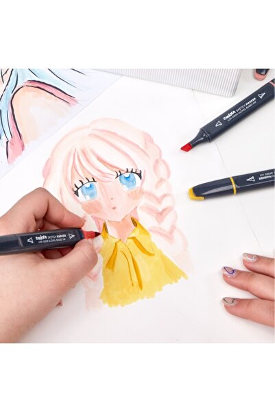 CARIOCA Sketch Marker Double Sided 4-Piece Drawing Pen Felt Tip Pen