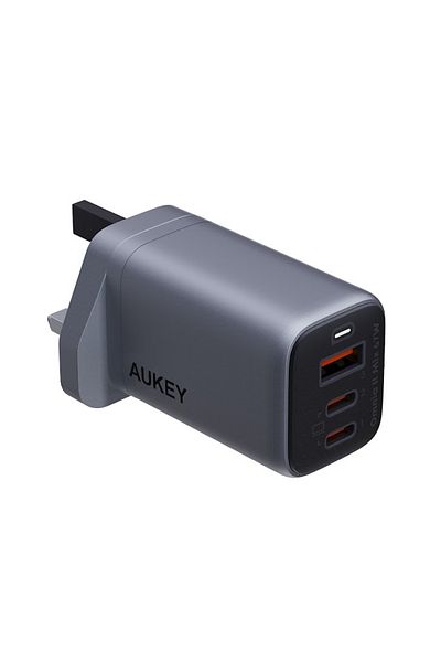 AUKEY 3-Port PD Wall Charger With GaN Power Tech 67W Gray