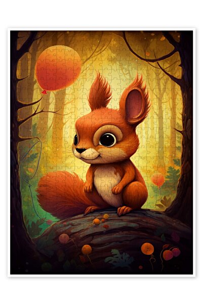 Jeronkarji Küçük Sincap 500 Parça Puzzle Yapboz Çocuklar için Neşeli Hayvan Temalı