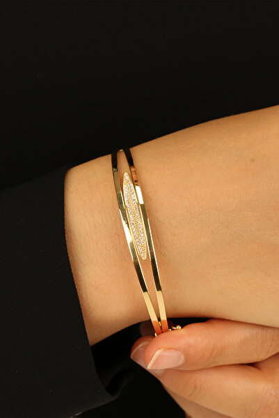 Çgk Çiğdem Gürel Kuyumculuk Ortası Taşlı 2 Sıralı Altın Bilezik