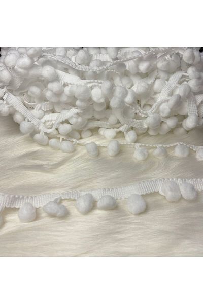 BİGÜMEX White Stripe Pompom 1 Mt