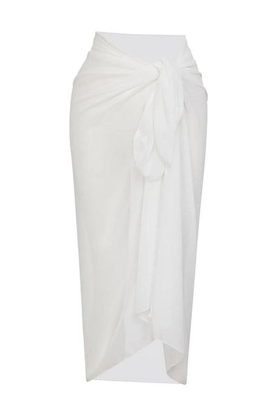 tarzınısec Stretchy Lycra White Tulle Pareo 150X95 cm