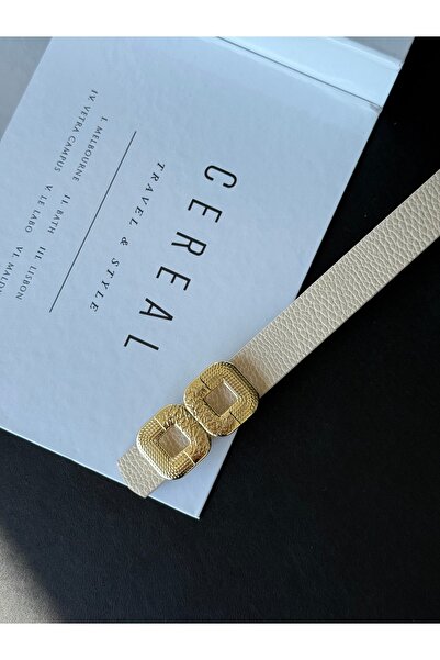 TABA BUTİK Золота квадратна пряжка Детальний жіночий ремінь