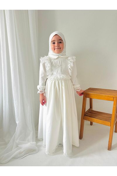 Linarookids Girls' Hijab Dress, Ceremony Dress, Hijab Suit Suitable for 3-12 Years Old