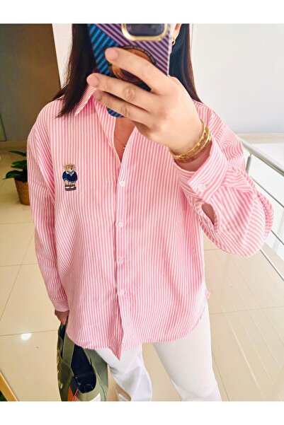 Sevval PEMBE ÇİZGİLİ GÖMLEK