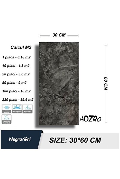 HOZRO Set 50 x Placi imitatie Marmura autoadezive HOZRO, Model abstract, pentru pereti, acopera o suprafat