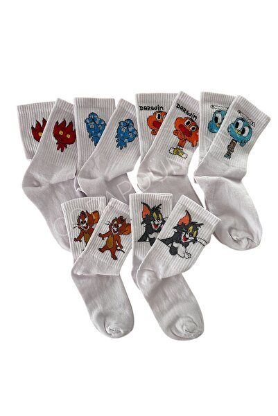 çorapdunyam Чифт от 6 сладки памучни колежански чорапи Fire&Su