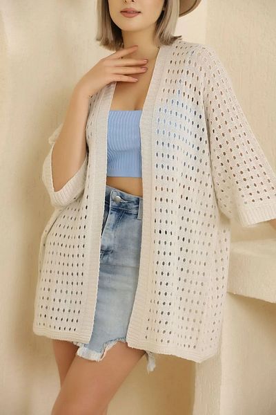 Ugdelia Women's Openwork Short Sleeve Thin Knitwear Cardigan
