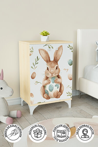 Hediyeler Kapında Pretty Rabit 2 Raflı Çocuk Odası Dolabı Çok Amaçlı Baskılı ...