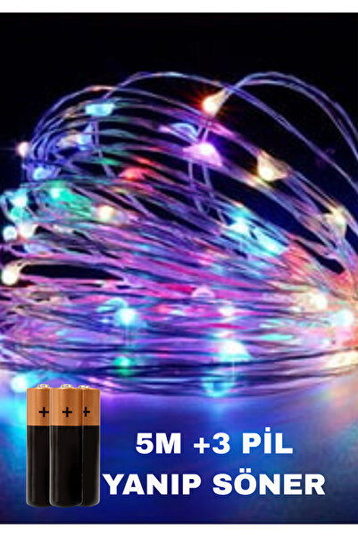 Genel Markalar 5 M Peri Led Pilli +3 Pil Fonksiyonlu Yanıp Sönen Doğum Günü Y...