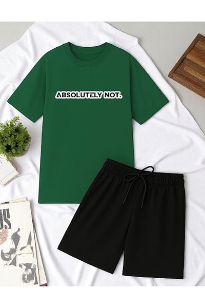 uyguntarz Unisex Absolut Nein. Design bedrucktes T-Shirt-Shorts-Set